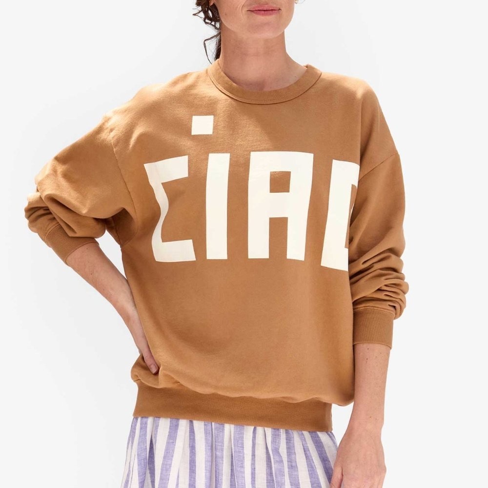 Clare V Ciao Oversized Sweatshirt in Nutmeg